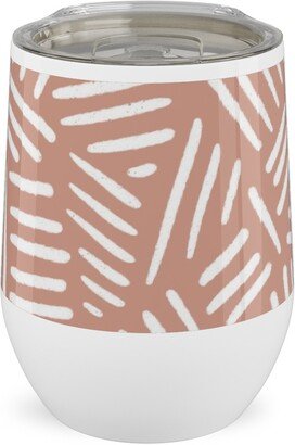 Travel Mugs: Dashes - Pink Stainless Steel Travel Tumbler, 12Oz, Pink