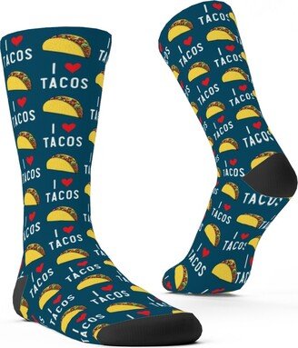 Socks: I Heart Tacos Custom Socks, Blue