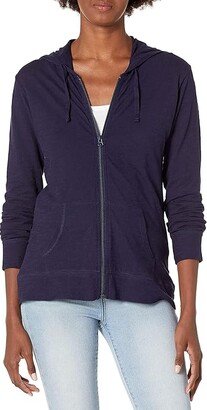 Women's Slub Jersey Hoodie (Navy) Women's Clothing