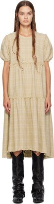 Beige Shredded Relaxed Midi Dress