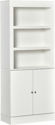 HOMCOM 72 Kitchen Buffet with Hutch, Kitchen Pantry Cupboard with 2 Door Cabinet, and 2 Adjustable Shelves, White