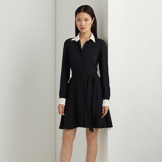 Ralph Lauren Two-Tone Belted Georgette Shirtdress