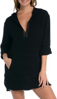 Hooded Cotton Gauze Cover-Up Tunic