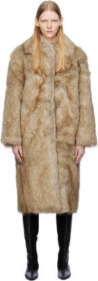 Beige Vented Faux-Fur Coat