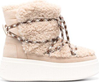 Faux-Shearling Lace-Up Boots