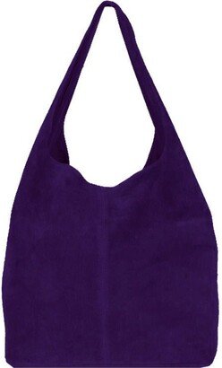 Sostter Purple Soft Suede Leather Hobo Shoulder Bag