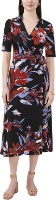 Petite Printed Side-Tie Midi Dress - Peri/Rust