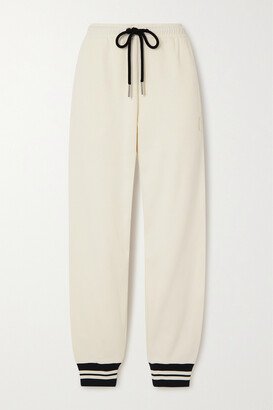 Striped Tapered Cotton-blend Jersey Track Pants - White