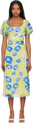 Green & Blue Printed Midi Dress