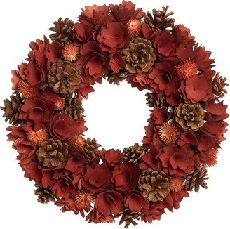 Foam 15.75In Multicolored Harvest Roses And Pinecones Wreath-AA