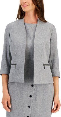 Petite Collarless Zip-Pocket Blazer