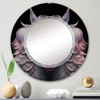 Designart 'Beautiful Portrait Of A Unicorn III' Printed Animals Horse Wall Mirror