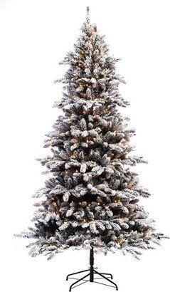 Puleo 7.5ft Pre-lit Artificial Christmas Tree Flocked Full Bradford Fir