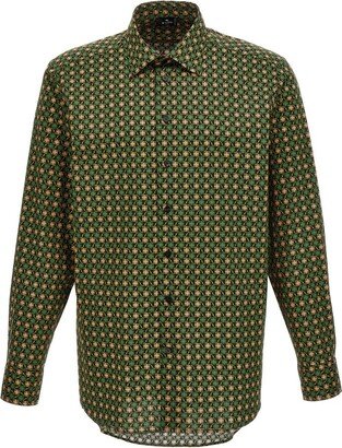 Patterned Collared Button-Up Shirt-AC