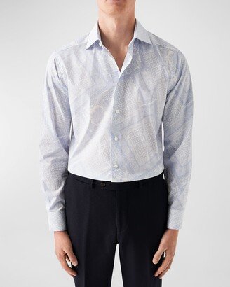 Men's Slim Fit Geometric-Print Dress Shirt