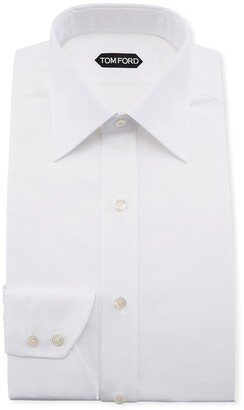 Solid Barrel-Cuff Dress Shirt, White-AA