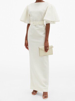 Lilia Belted Seersucker-organza Maxi Dress
