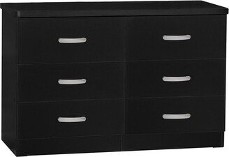 Megan Wooden 6 Drawer Double Dresser in Black