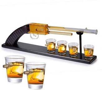 Long Gun Decanter w 4 Bullet Glasses