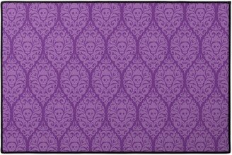 Door Mats: Spooky Damask - Purple Door Mat, Purple