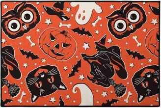 Door Mats: Vintage Halloween - Orange Door Mat, Orange