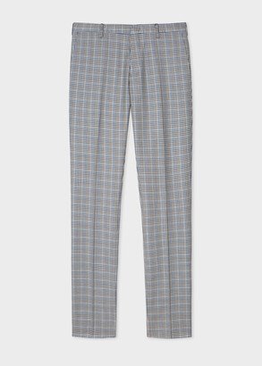 Slim-Fit Navy Gingham Wool And Silk-Blend Pants