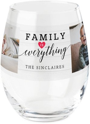 Stemless Wine Glasses: Family Heart Everything Printed Wine Glass, Printed Wine, Set Of 1, White