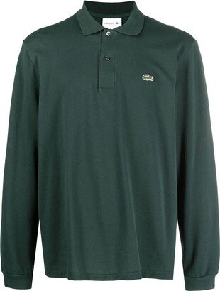 Embroidered-Logo Long-Sleeve Polo Shirt