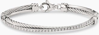 Crossover Linked Bracelet in Sterling Silver with Pav