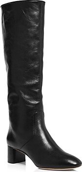 Women's Gia Pointed Toe Knee-High Leather Mid-Heel Boots