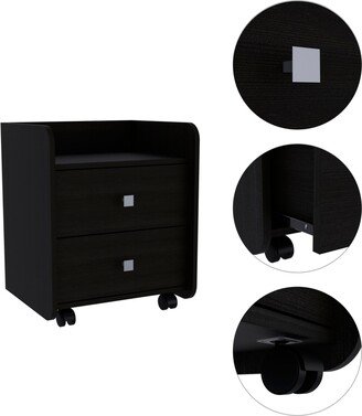 Simplie Fun Lakewood 1-Shelf 2-Drawer Nightstand Black Wengue