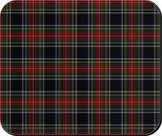 Mouse Pads: Black Stewart Tartan - Red Mouse Pad, Rectangle Ornament, Black