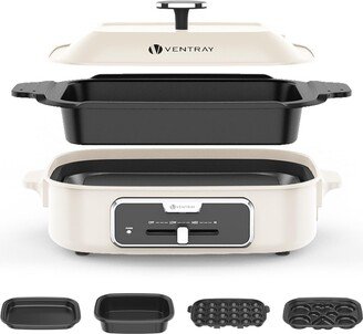 Ventray Electric Grill, 1200W Indoor Grill, Table-top Cooking Griddle Hot Plate with 5 Interchangeable Nonstick Pans