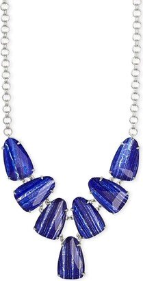 Harlie Silver Statement Necklace in Navy Dusted Glass