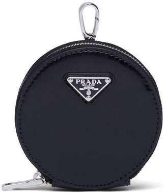 Brushed-Leather Round Mini-Pouch