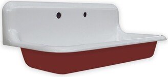 Wall Mountable 36 X 18 Single Bowl Reproduction Farmhouse Sink - Rookwood Red 8 Oc Faucet Holes