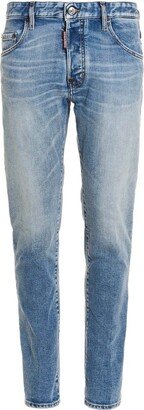 Light-Wash Logo-Patch Skinny-Fit Jeans