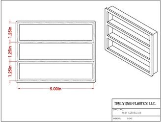 Fast Shipping Multi Cutter Rectangle 1.25 X 5.00 | Cuts 3 Cookie Cutter