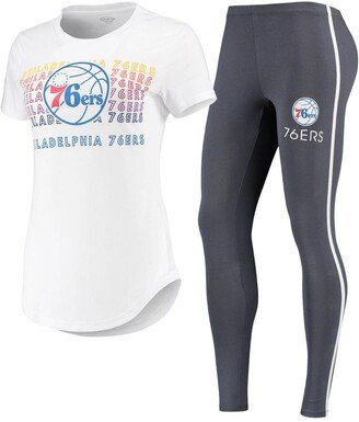 Concepts Sport Women's White, Charcoal Philadelphia 76ers Sonata T-shirt and Leggings Set - White, Charcoal