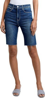 Womens Raw Hem High Rise Bermuda Shorts