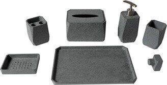 7Pc Concrete Bathroom Accessory Set