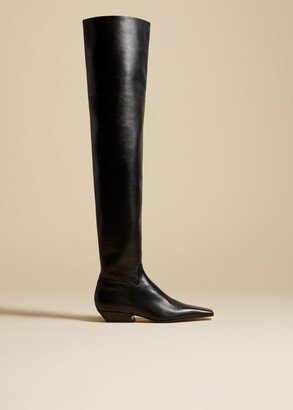 The Marfa Over-the-Knee Flat Boot in Black Leather