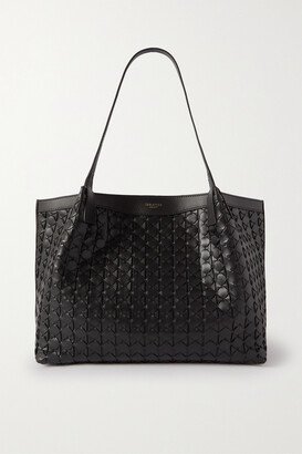 Secret Small Woven Leather Tote - Black