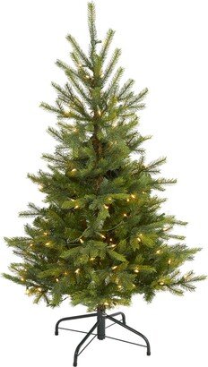 North Carolina Spruce Artificial Christmas Tree with Lights and Bendable Branches, 48