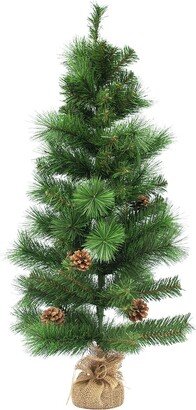 Northern Lights Northlight 39In Mixed Pine And Pine Cones Artificial Christmas Tree In Jute Base