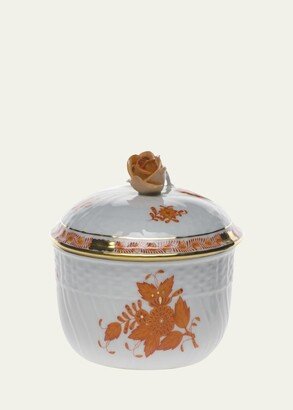 Chinese Bouquet Rust Covered Sugar Dish with Rose-AA