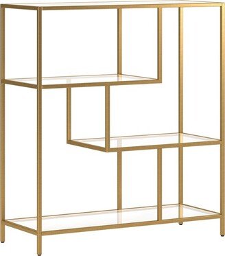 Henn& Hart 40 Tall Brass Finish Bookcase - Henn&Hart