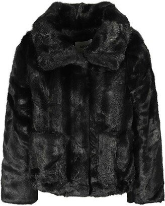 Jakke Wide Open Collar Fur Embellished Coat