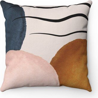 Abstract Throw Pillow Cover, Boho Watercolor, Mid-Century Decor in Navy, Burnt Orange, Blush Pink, Minimalist Decorative Pillowcase