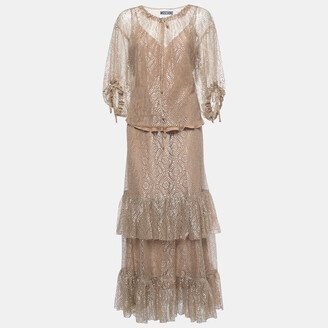 Beige Lace Skirt Top Set M